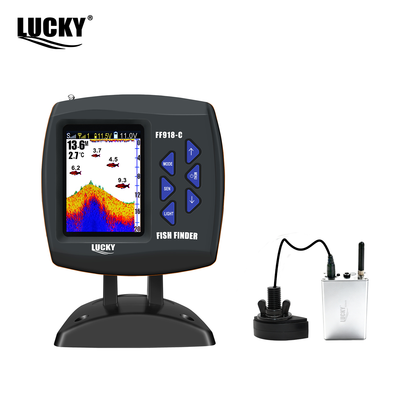 Fish Finder Transducer - Беспроводной эхолот Lucky FF918 для лодки